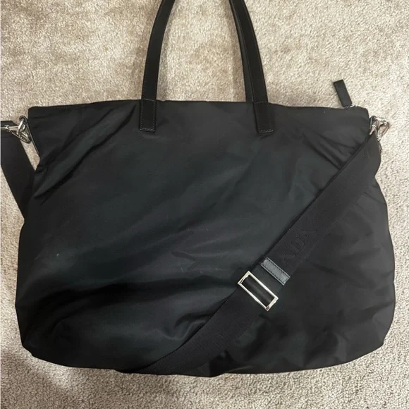 Authentic Prada Black Nylon and Saffiano Leather Shoulder/Messenger/Tote Bag - Picture 4 of 13